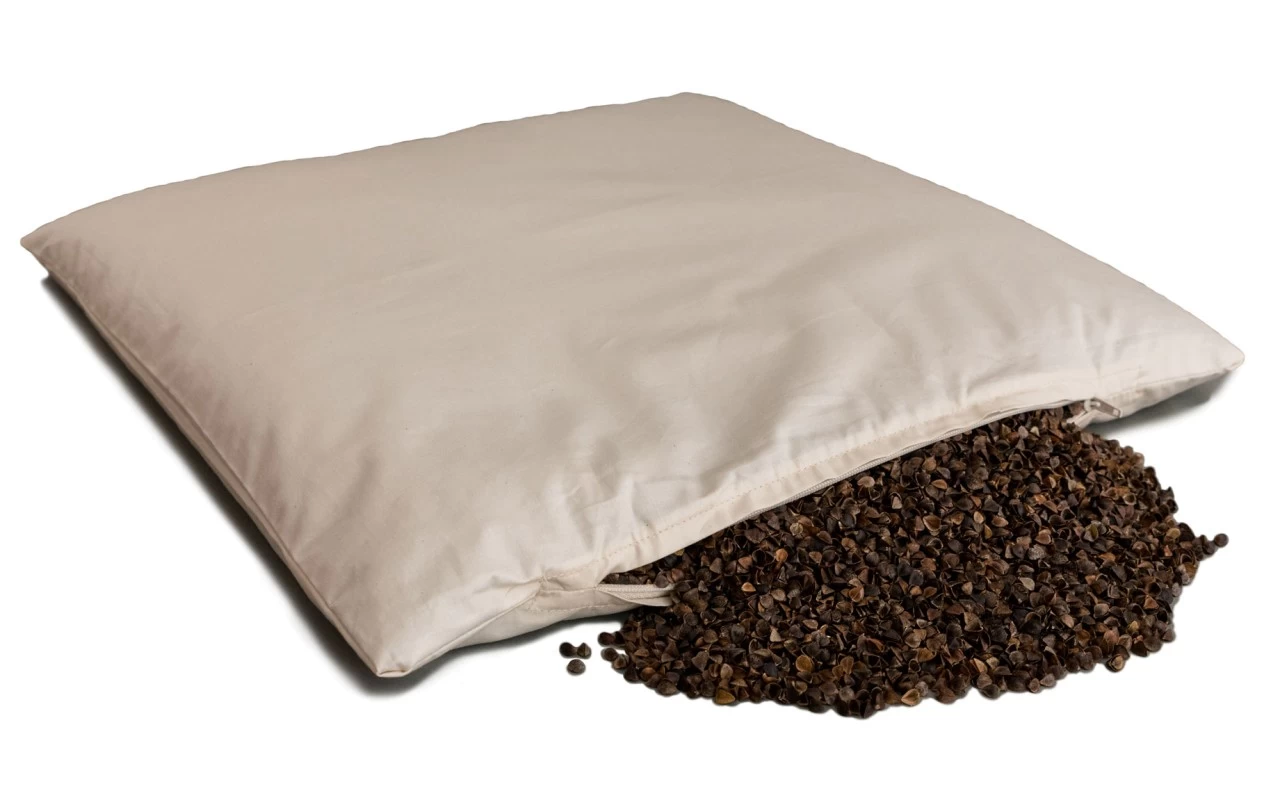 Bio-Bio Buchweizenkissen 40x40cm Bio-Perkal Natur Direkt Befüllt