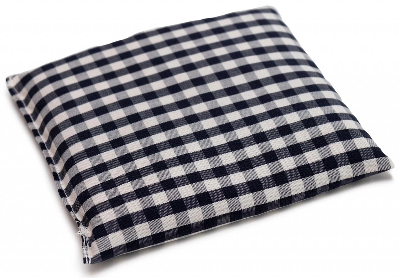 Körnerkissen 12x12cm, Bio-Stoff Blau-weiß – Bild 2