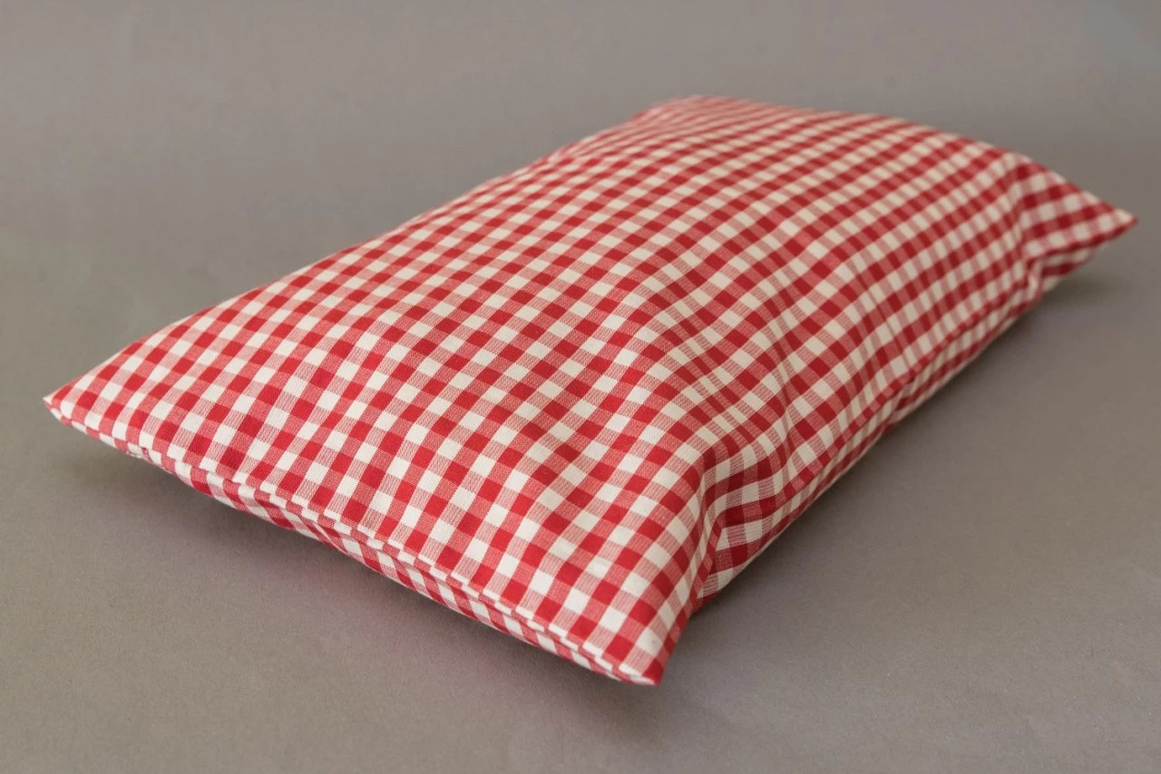 Bio-Lavendelkissen 30x20cm Bio-Inlett + Bio-Bezug Rot-weiß – Bild 4