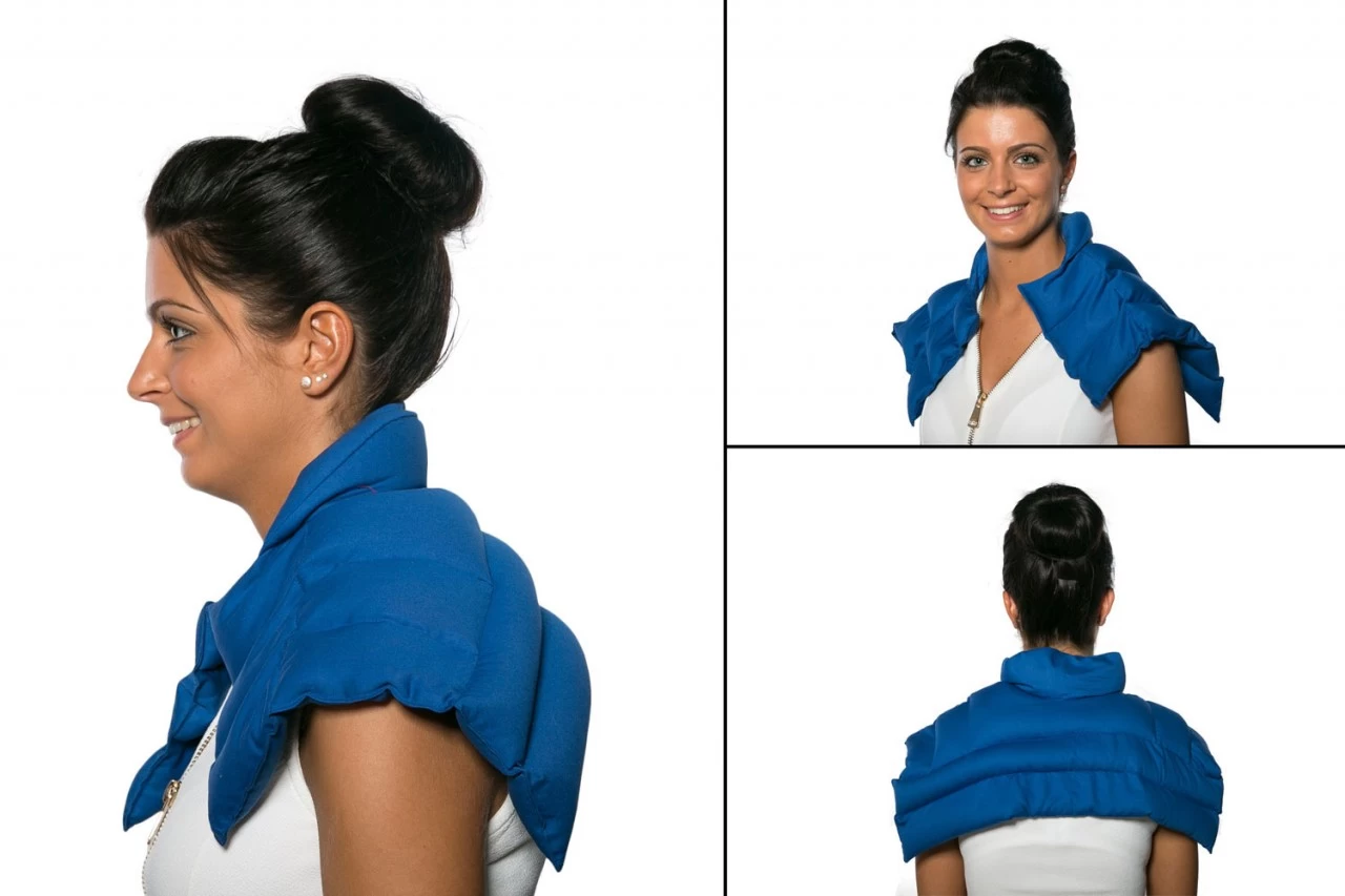 Schulter & Nackenkissen Mit Kragen, Bio-Stoff Enzianblau