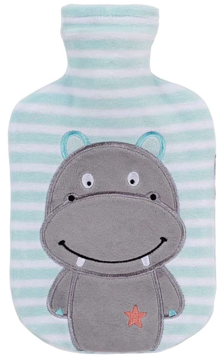 Fashy Kinder-Wärmflasche 0.8l Mit Flauschbezug Nilpferd