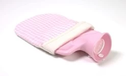 Wärmflasche + Passender Bio-Wärmflaschenbezug Rosa-weiß + Flanell Für 0.8 Liter