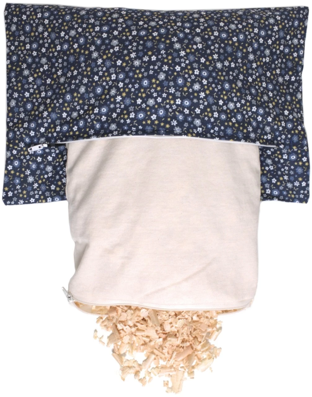 Zirbenholzkissen 30x20cm Bio-Inlett + Bio-Bezug Blümchen-blau – Bild 12