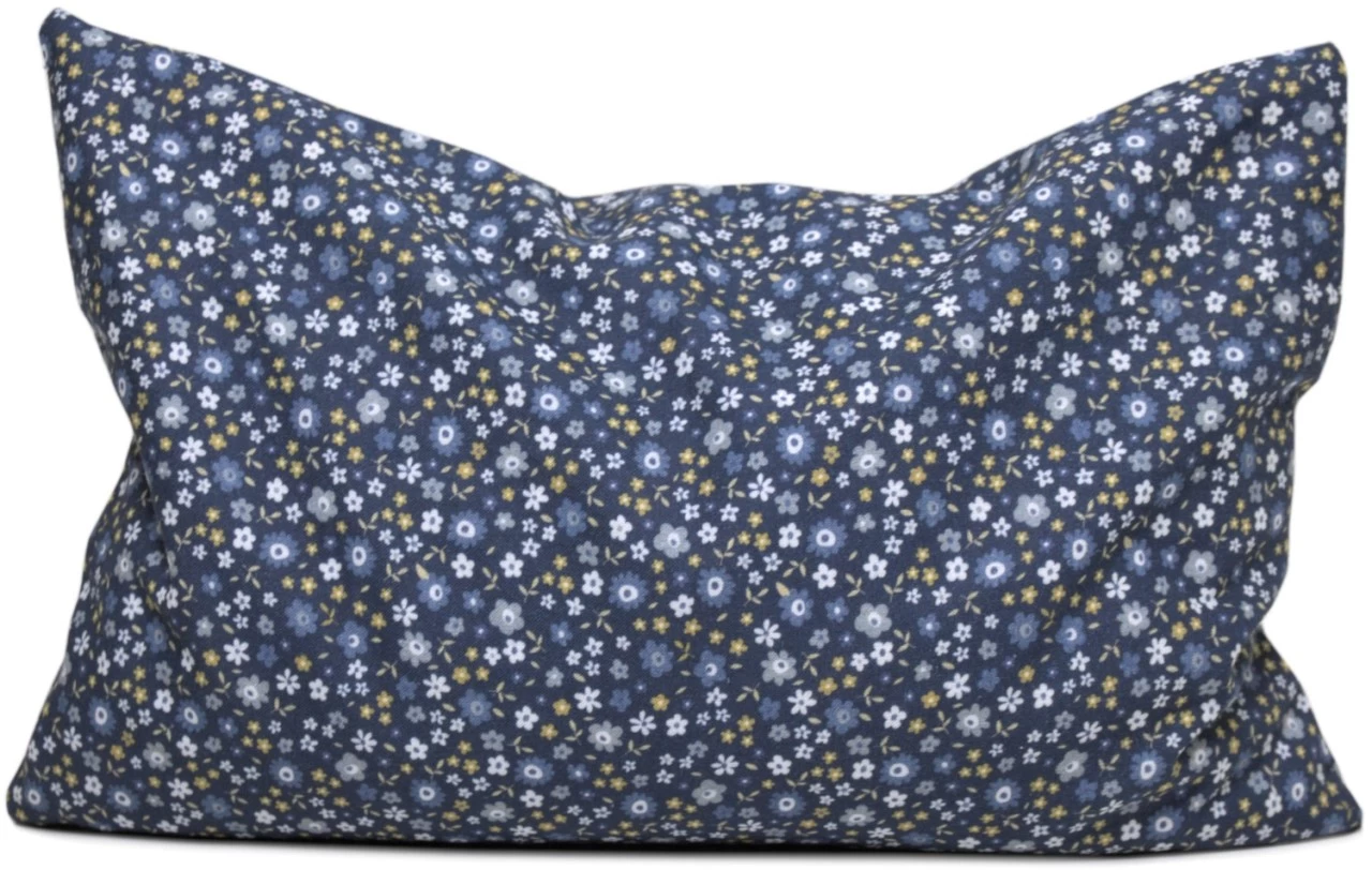 Zirbenholzkissen 30x20cm Bio-Inlett + Bio-Bezug Blümchen-blau