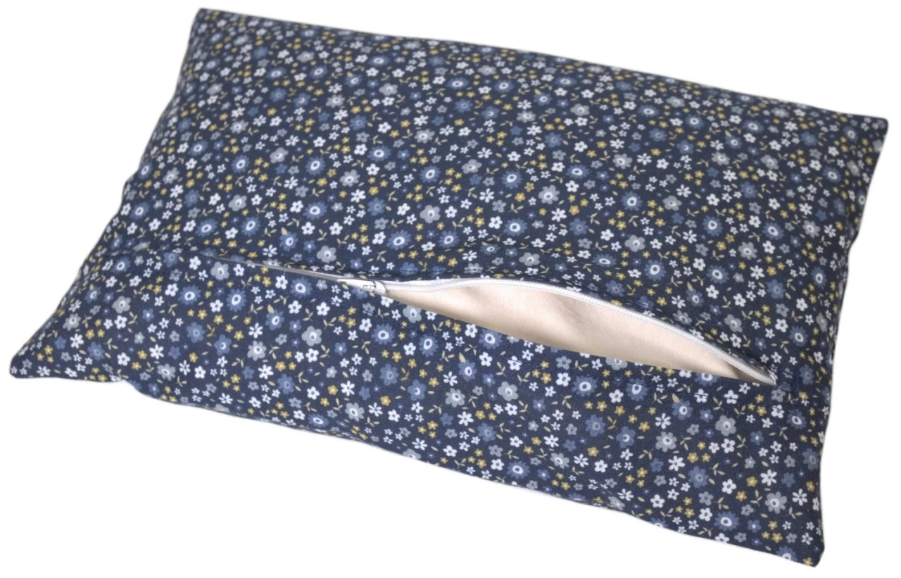 Zirbenholzkissen 30x20cm Bio-Inlett + Bio-Bezug Blümchen-blau – Bild 13