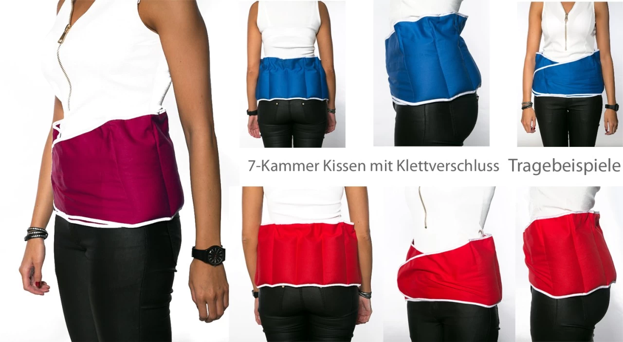 7-Kammer Kissen Mit Klettverschluss, Bio-Stoff Rosa-weiß – Bild 5